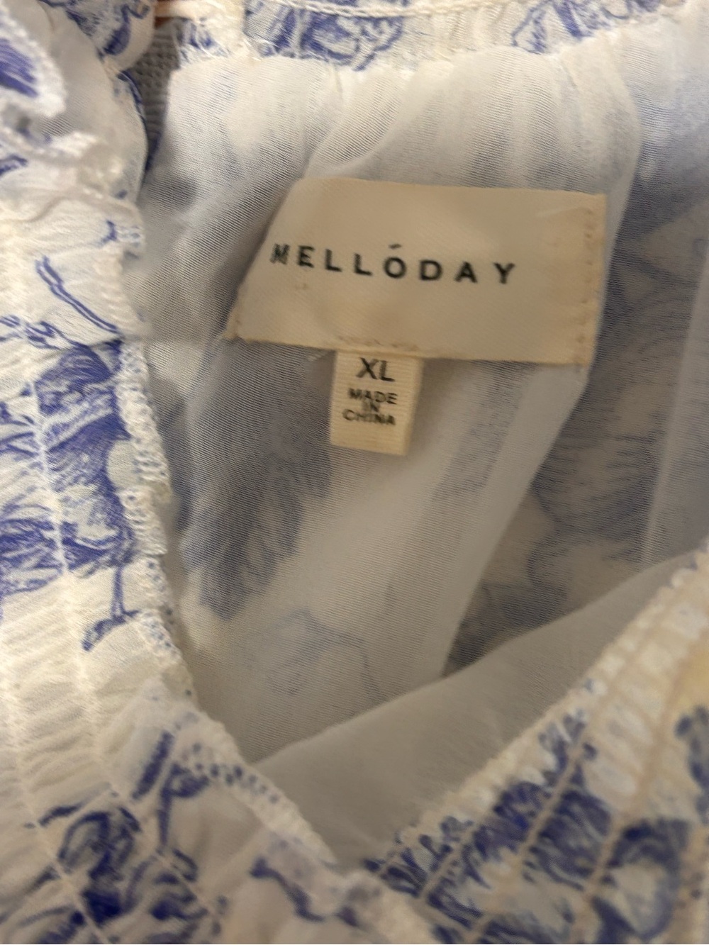 🩵🔵MELLODAY Blue Floral Ruffle-Shoulder Maxi Dress - Picture 5 of 9